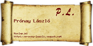 Prónay László névjegykártya